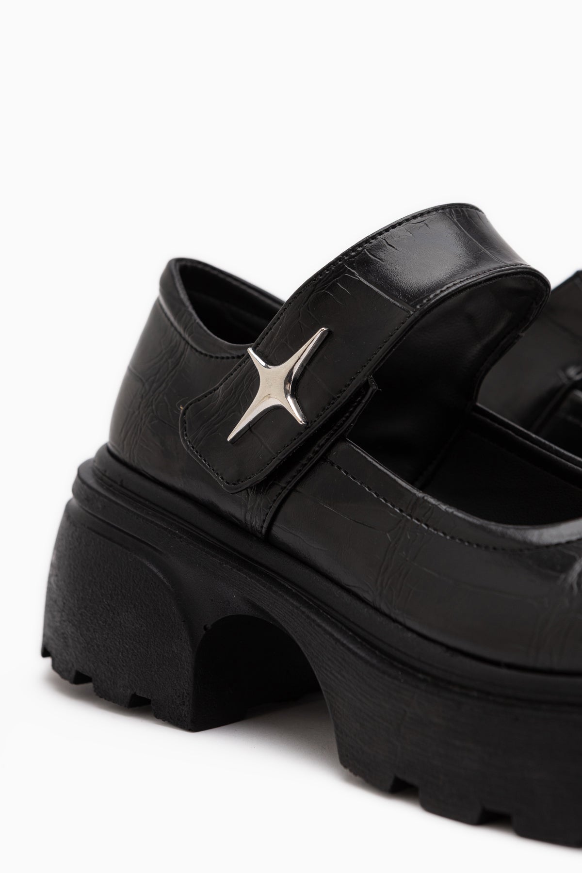 Deena Schwarz Krokodil Plattformsohle Damen Mary Jane Schuhe