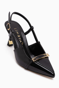 Renita Schwarze Schnalle Damen Absatzschuhe