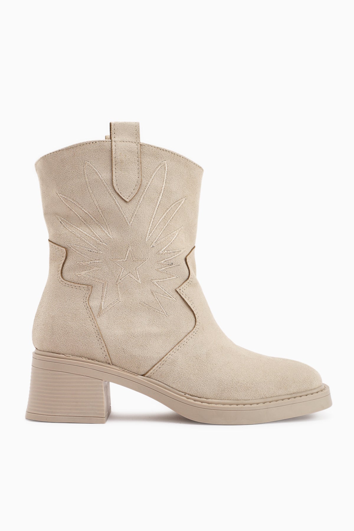 Anica Beige Suede Embroidered Women's Boot