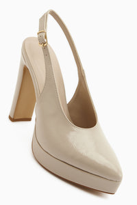 Ramia Beige Pointed Toe Platform Heeled Women’s Shoes