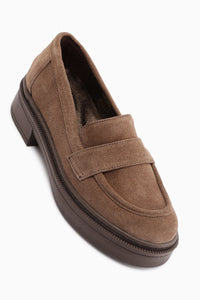 Britha Genuine Leather Brown Suede Penny Loafer Women’s Daily Shoes