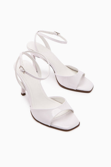 Nova Women's White Patent Leather Ankle-Strap Stiletto Shoes