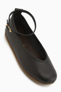Genuine Leather Black Belted Women’s Ballet Flats