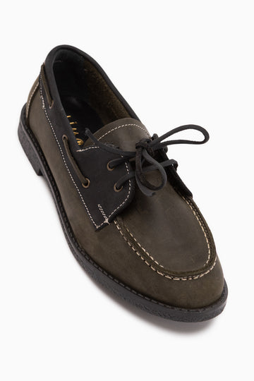 Janica Echtes Leder Khaki Schnür Damen Mokassinschuhe
