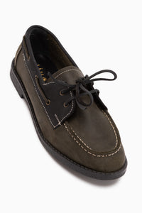 Janica Echtes Leder Khaki Schnür Damen Mokassinschuhe