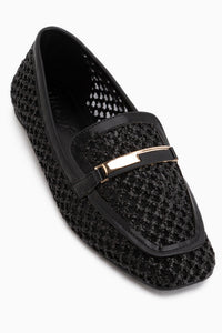 Nika Black Woven Women’s Ballet Flats
