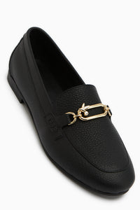 Alessa Echtes Leder Schwarze Schnalle Damen Loafer Freizeit Mokassin Schuhe