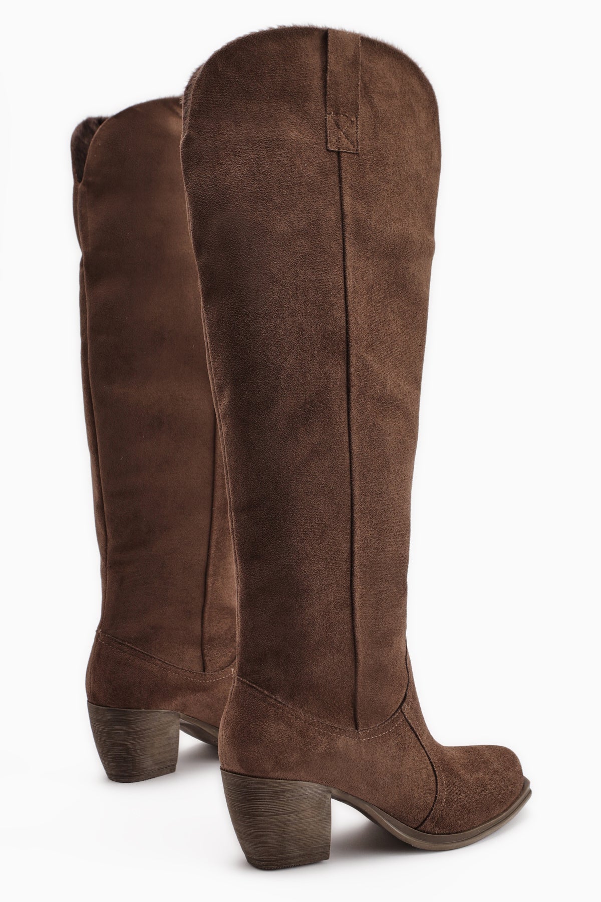 Leya Brown Suede High Heel Zipless Boots
