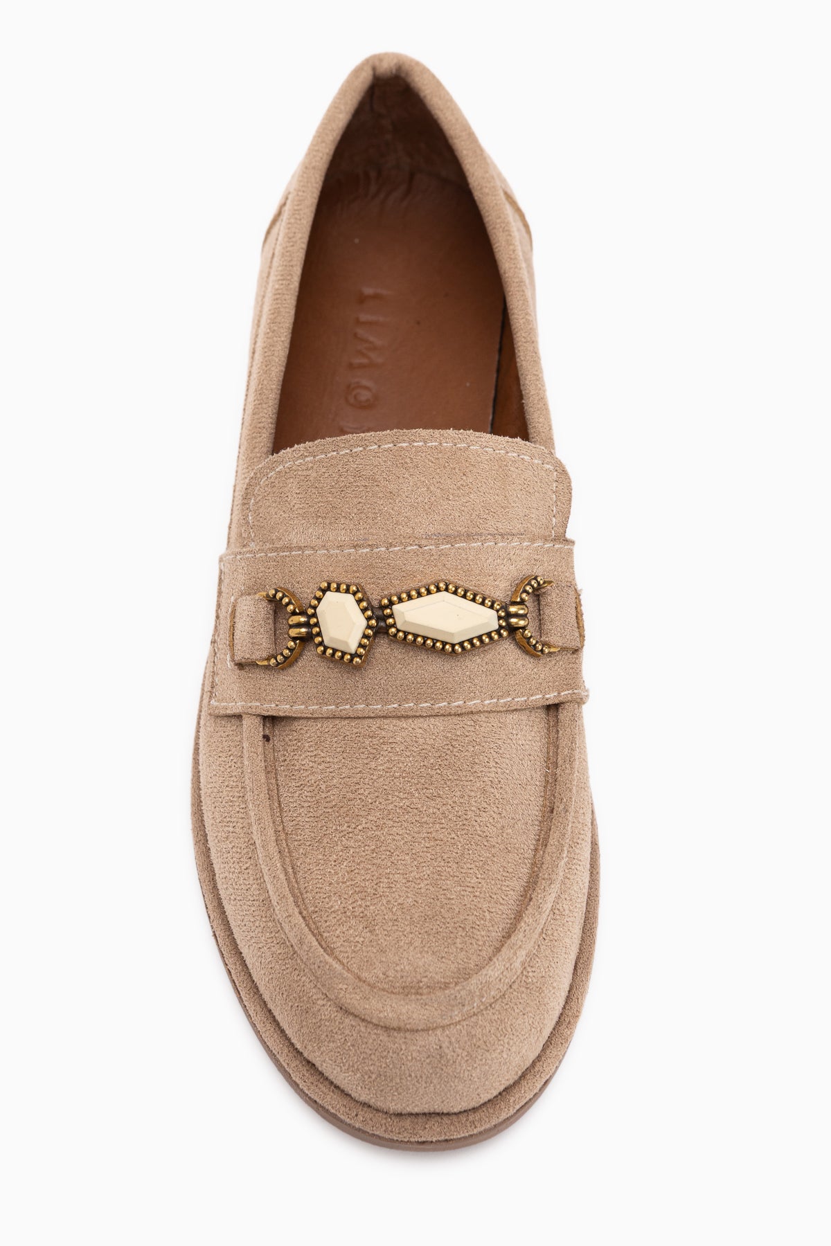 Callie Beige Suede Stone Women’s Loafer Shoes