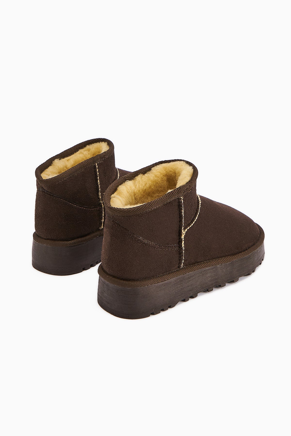 Lilly-Anne Coffee Suede Fur-Lined Short Boot