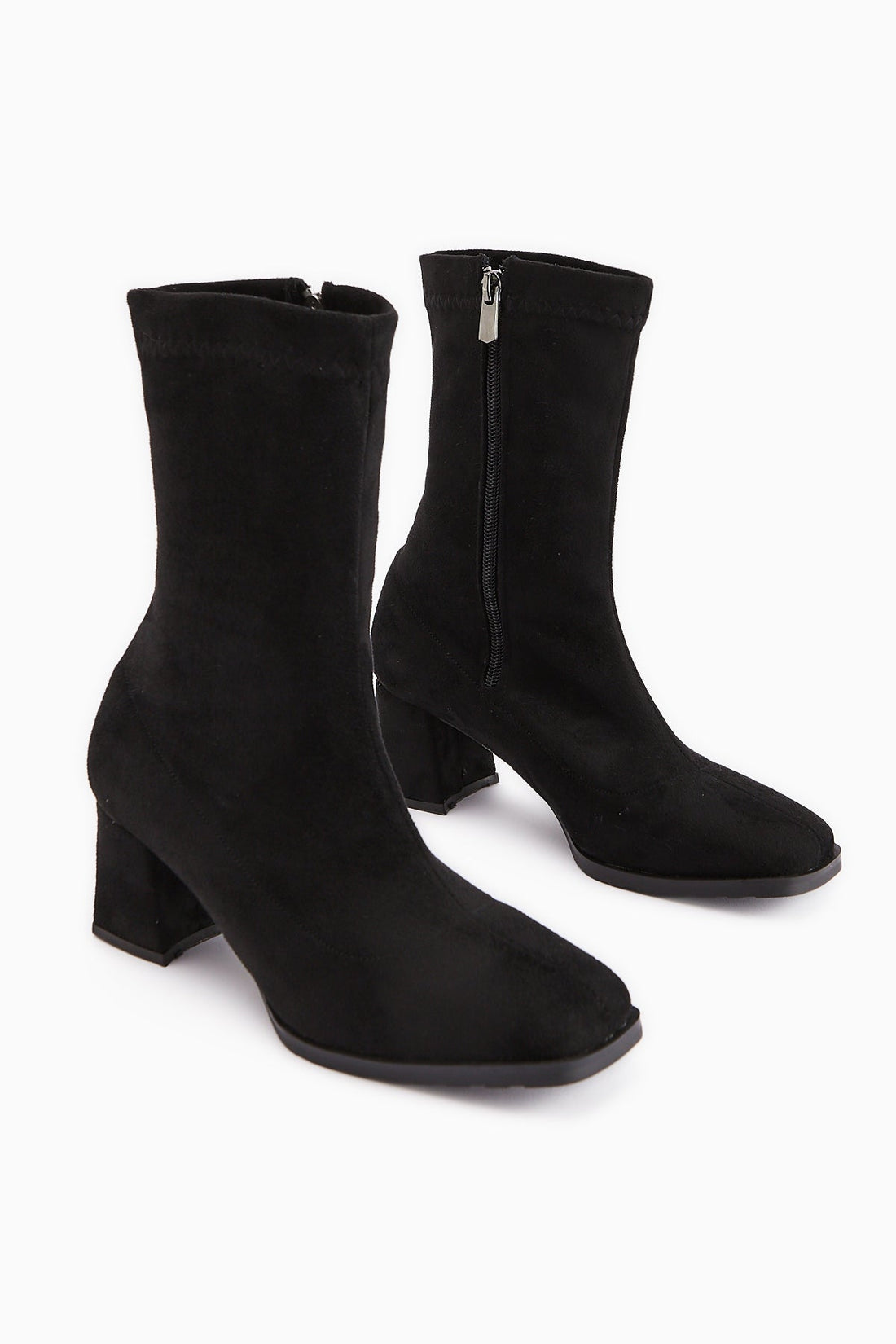 Ghina Black Suede Square Toe High Heel Women's Boot