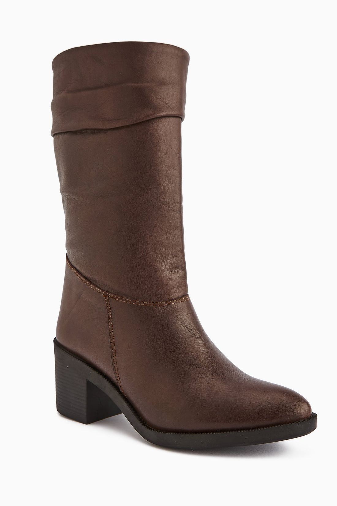 Sahara Genuine Leather Brown Pleated Zipper Women's Boot