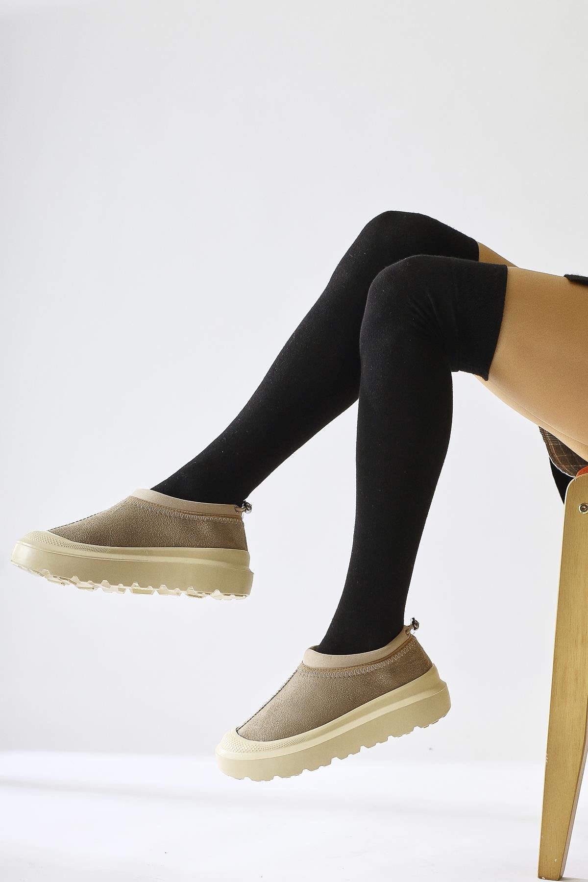 Katelyn – Beige Suede-Coated Fur-Lined Shoe (Women)