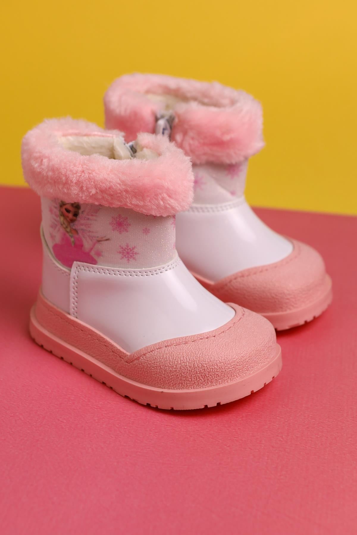 Elea Rosa Gestreifte Charakterdruck Pelzgefütterte Baby Stiefel