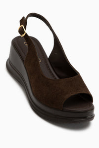 Gerty Braun Wildleder Keil Damen Sandale