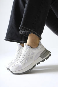 Siska White Lace-Up High Heel Sneakers