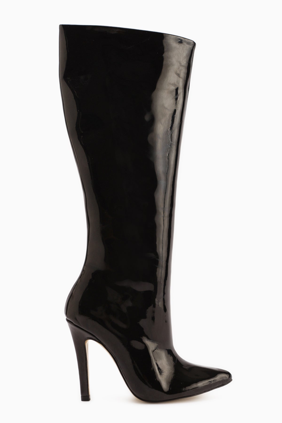 Sonita Black Patent Leather Slim Heel Women's Boot