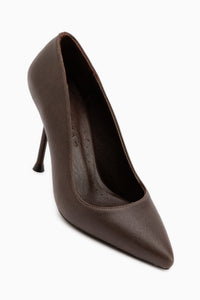 Arya Genuine Leather Brown Stiletto Women’s Heeled Shoes