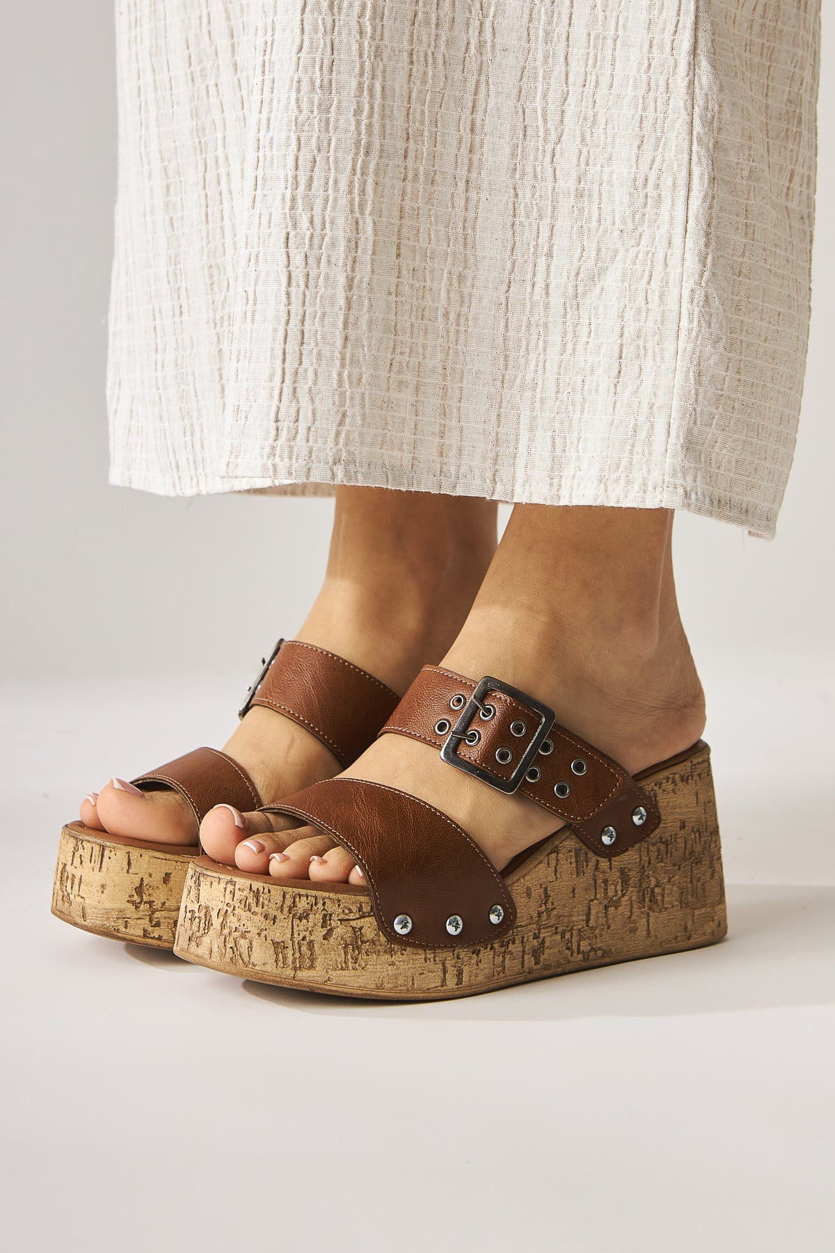 Genet Taba Schraubendetail Geschnallte Damen Hausschuhe