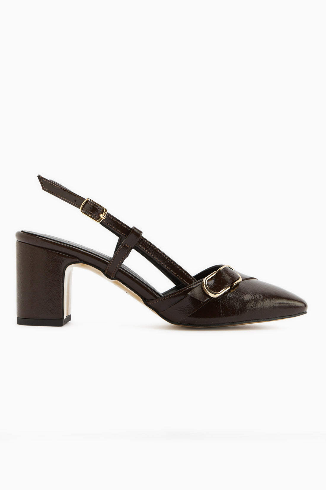 Judy Braun Metall Schnalle Quadrat Zehen Damen Absatzschuhe