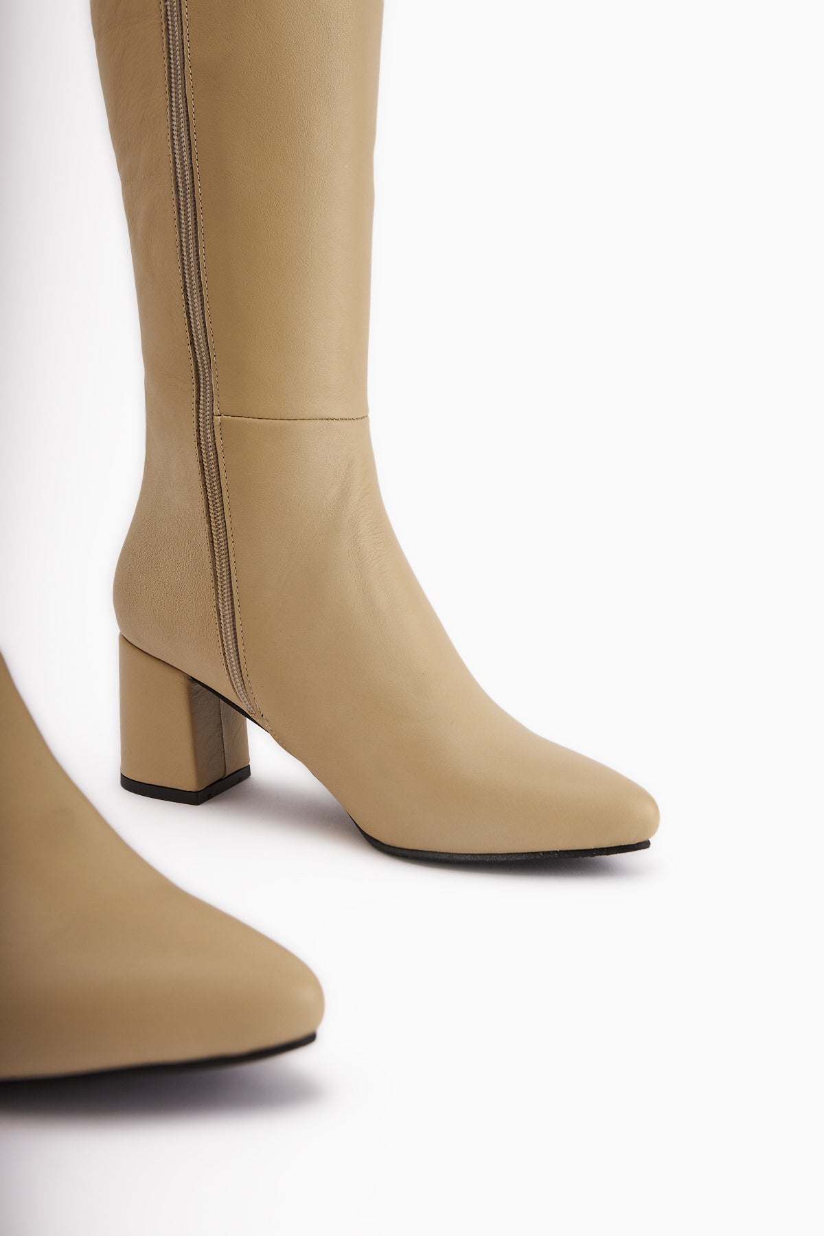 Velma Genuine Leather Beige Heeled Women's Boot