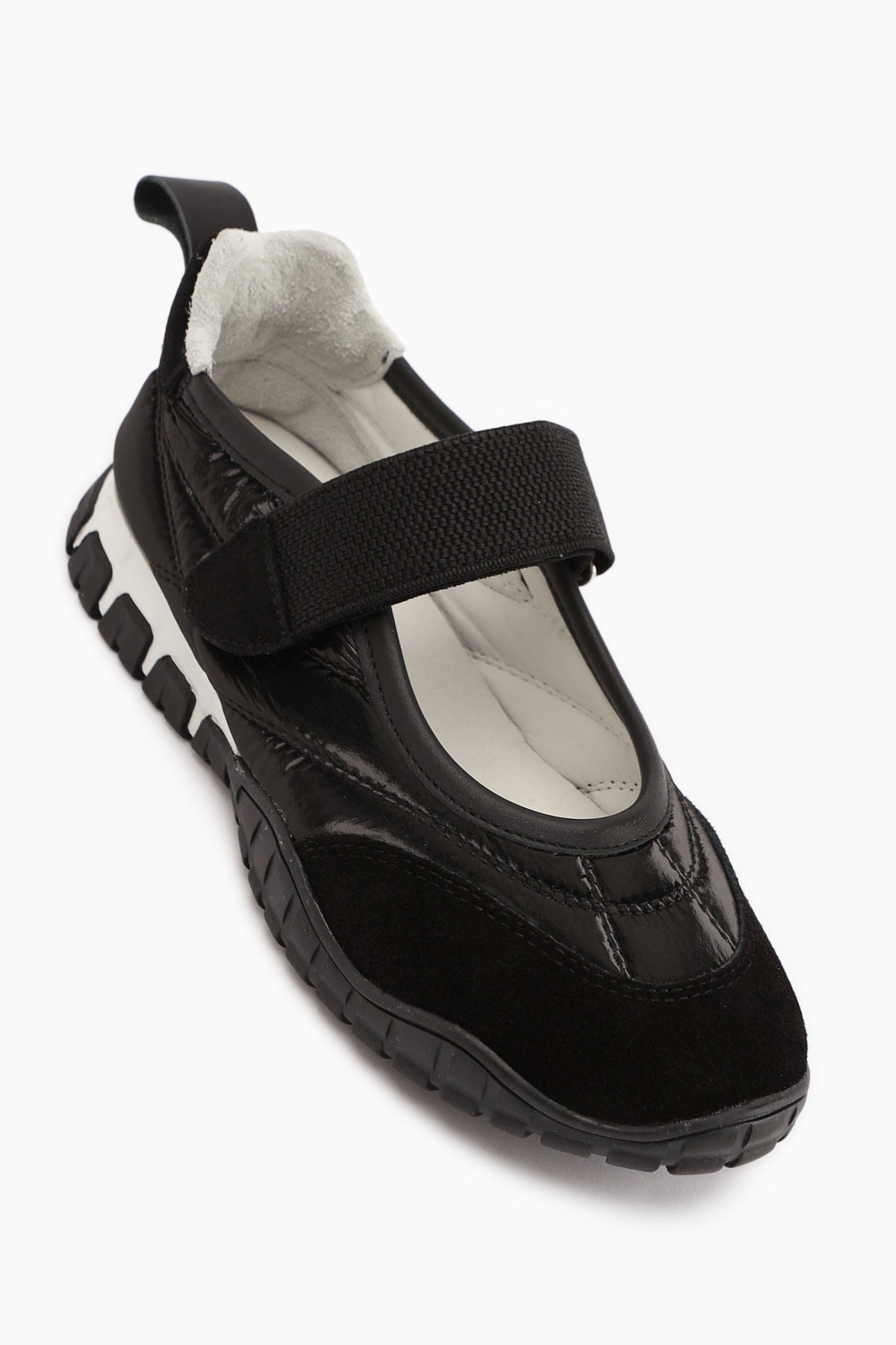 Nora Black Fur-Lined Velcro Sporty Ballet Flat