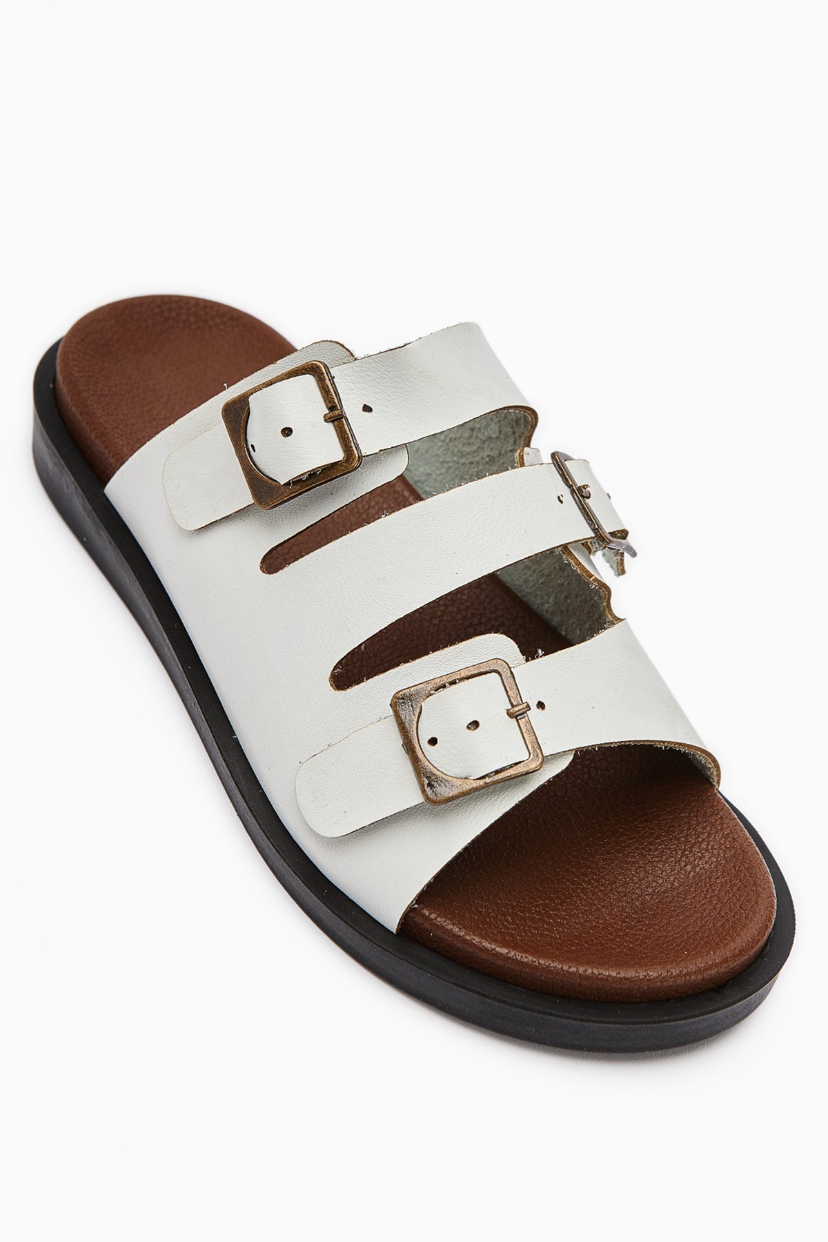 Cosima Damen Weiß Dreifachriemen-Slide