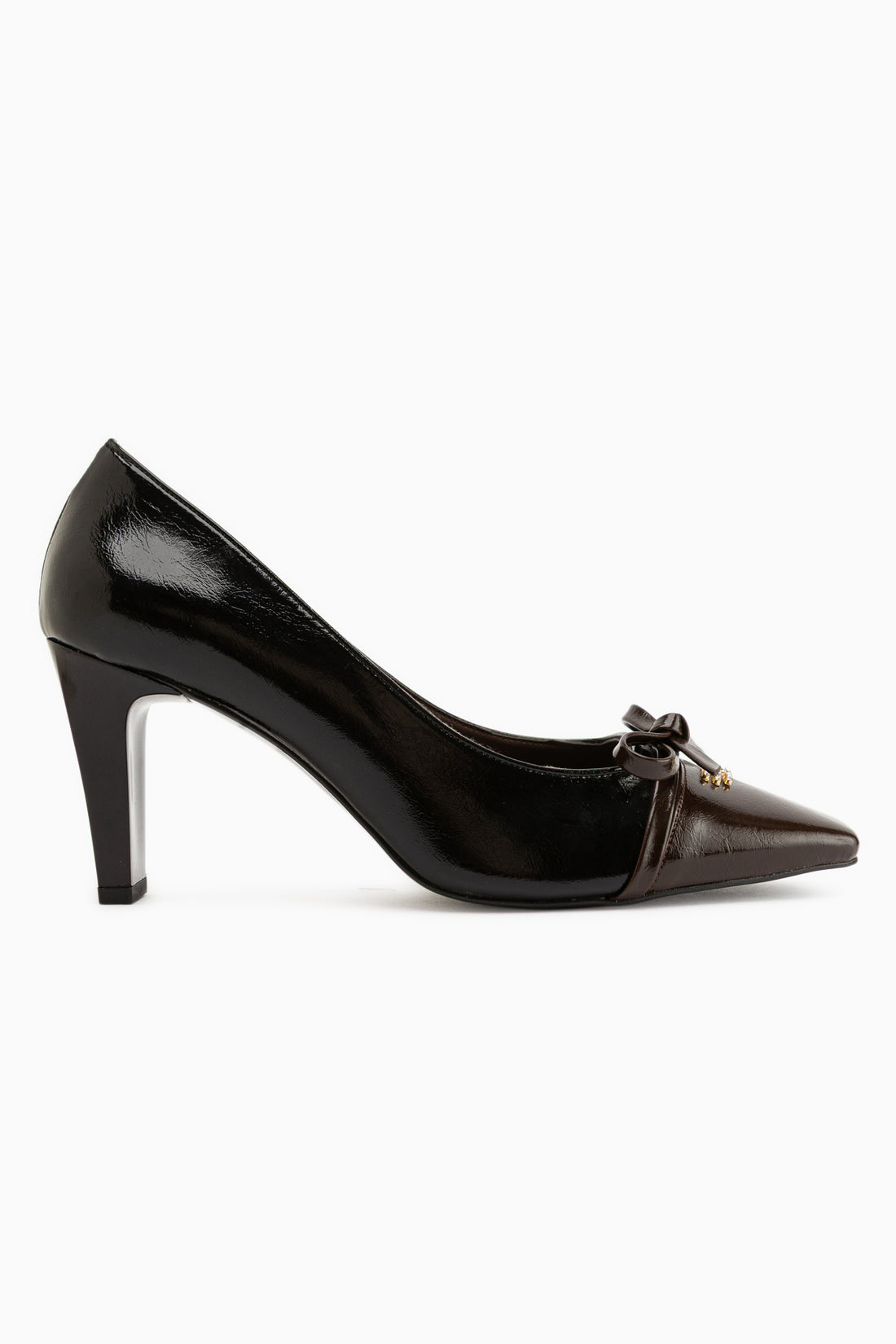 Dina Schwarz Schleifen Detail Damen Absatzschuhe