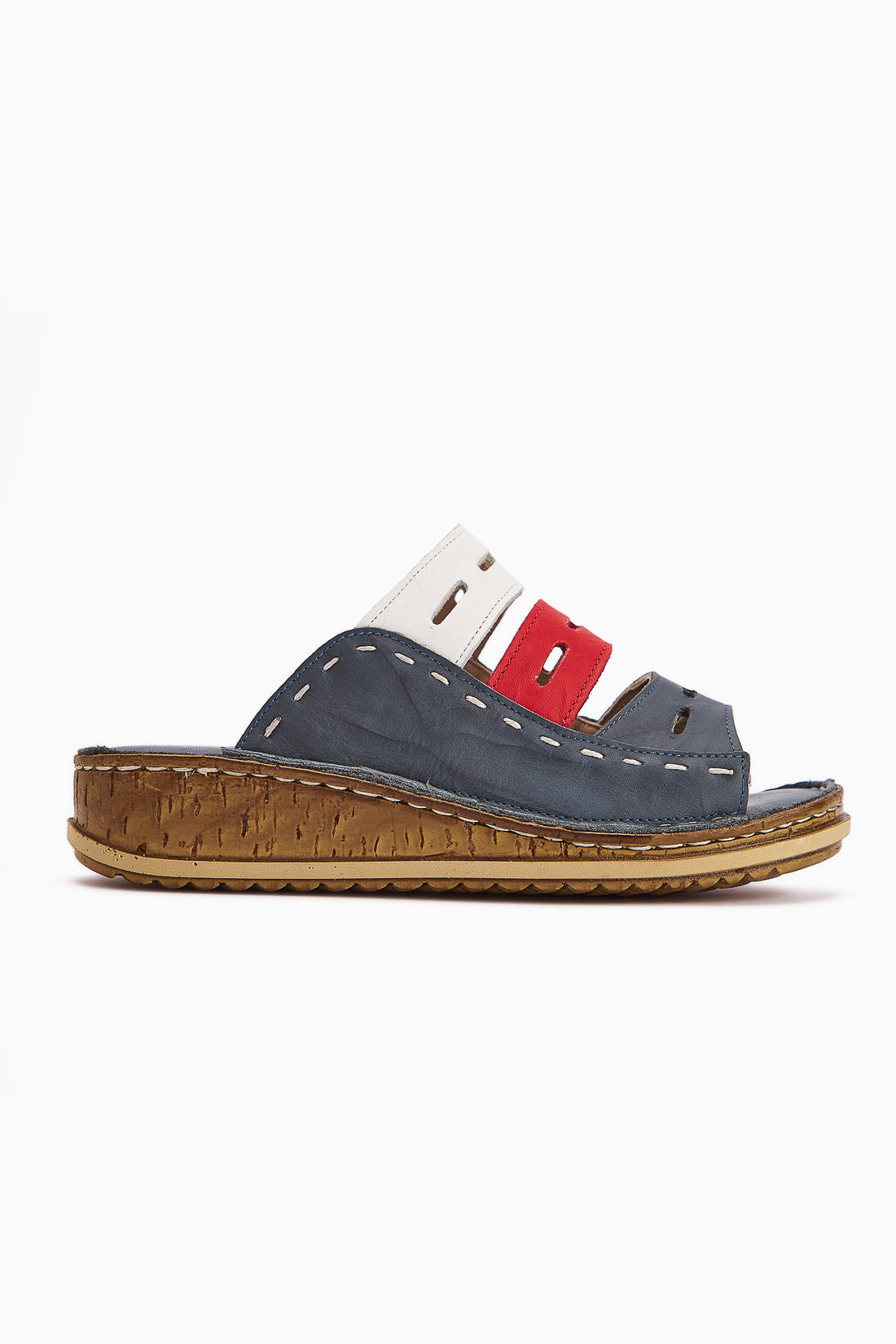 Echtes Leder Joelle Blau Comfort Laser Schnitt Pantoletten