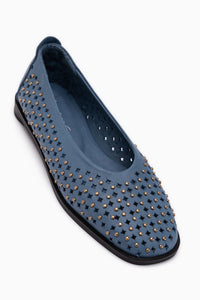 Jesica Genuine Leather Blue Women’s Ballet Flats