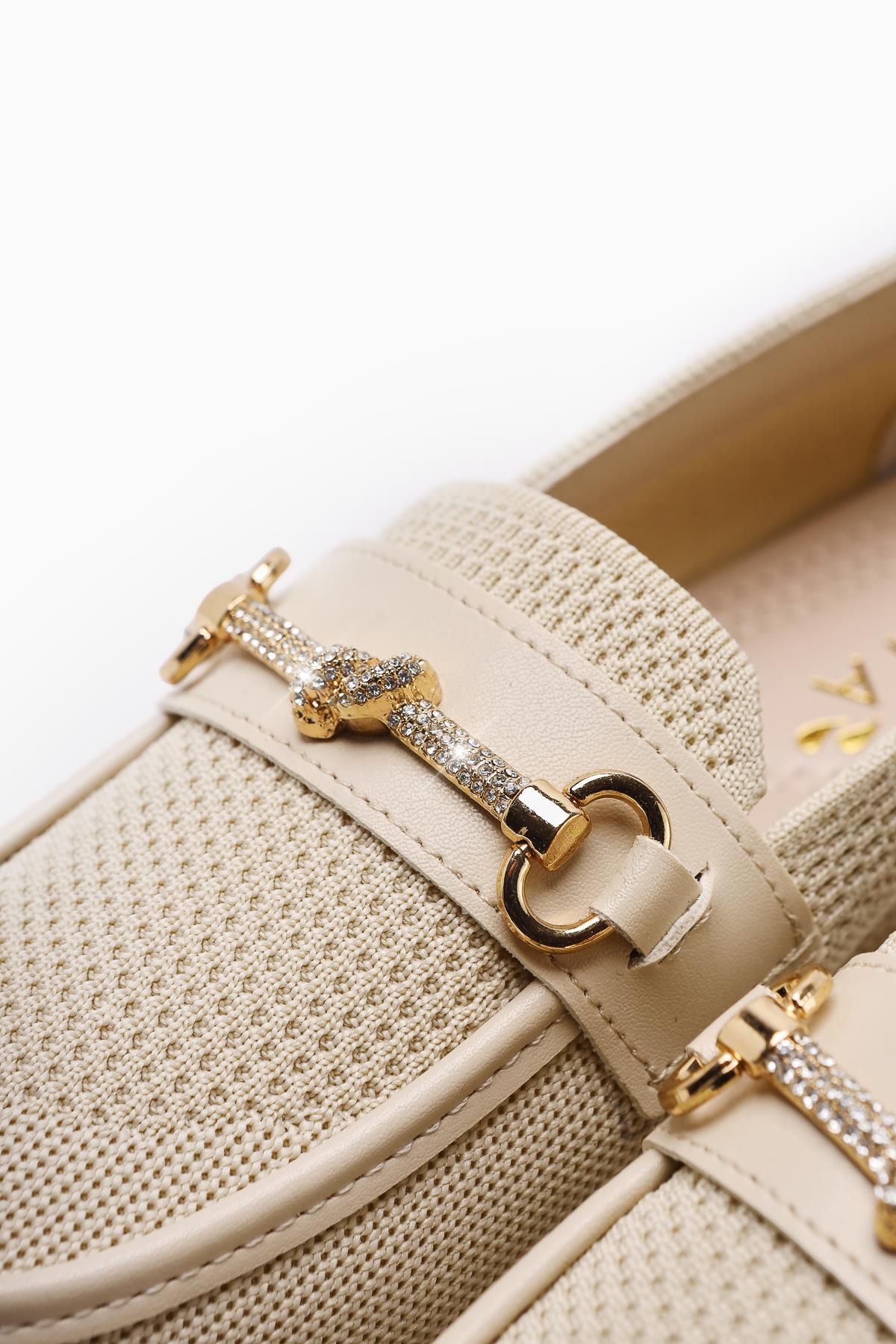 Alea Nude Gewebte Strassschnalle Detail Freizeitschuhe