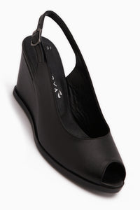 Marly Echtes Leder Schwarz Keil Damen Sandale