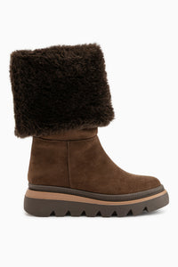 Edna Brown Suede Fur Detailed Women’s Boots
