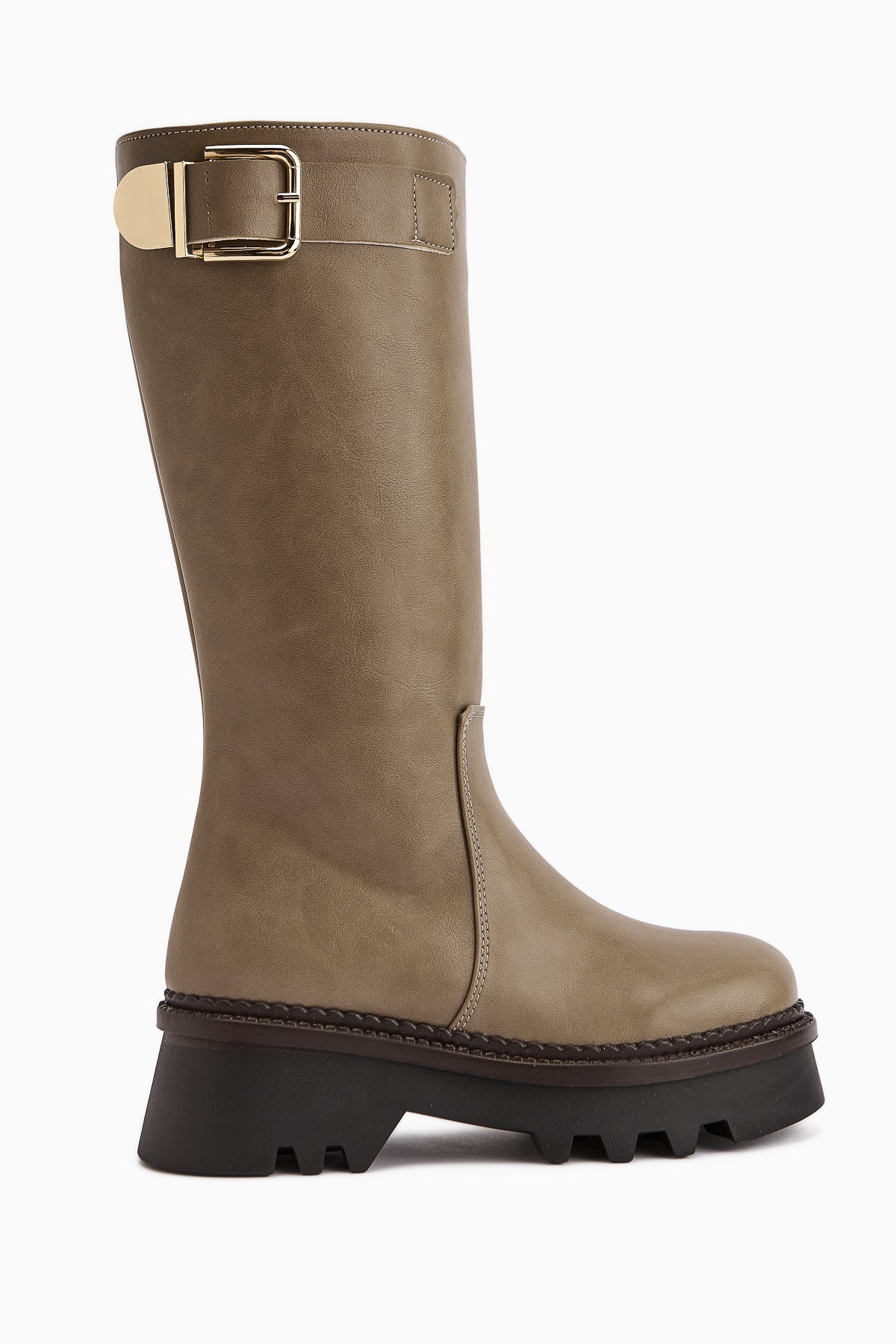 Hely Mink Buckle Detailed High-Platform Women's Boot