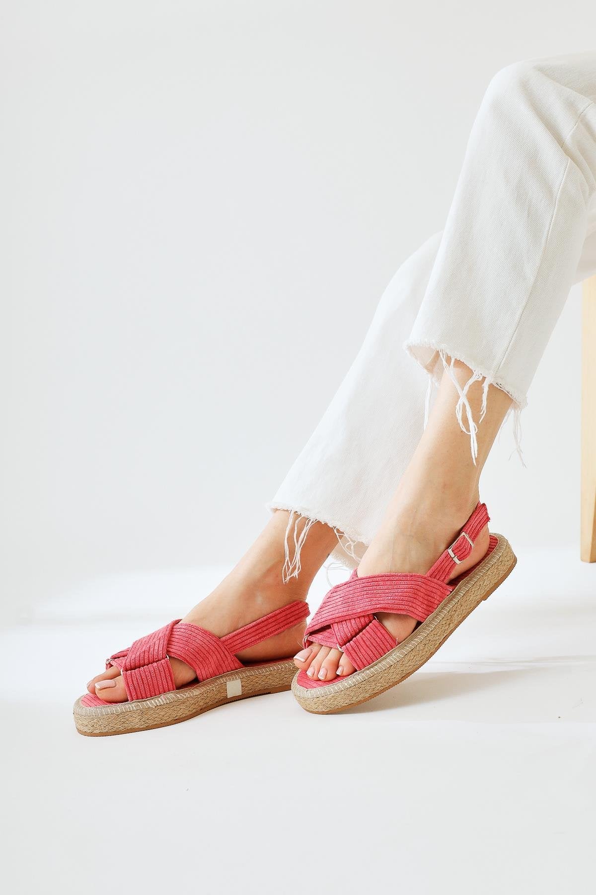 Iris Fuchsia Velvet Cross-Strap Sandals