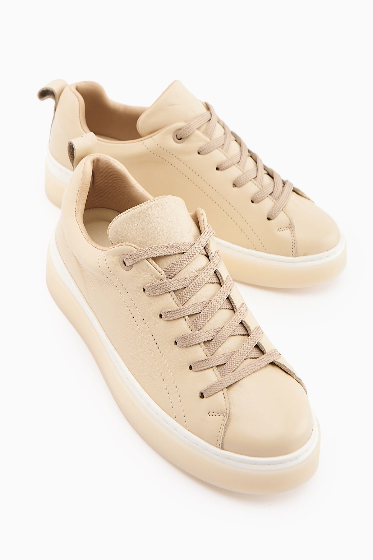 Lina Women's Genuine Leather Beige Sneakers