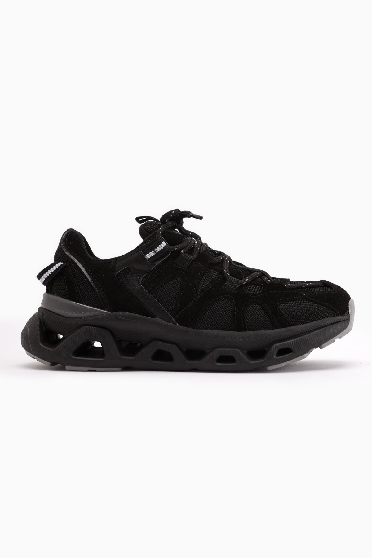 Raisa Echtes Leder Schwarz Wildleder Netz Detail Damen Sneaker