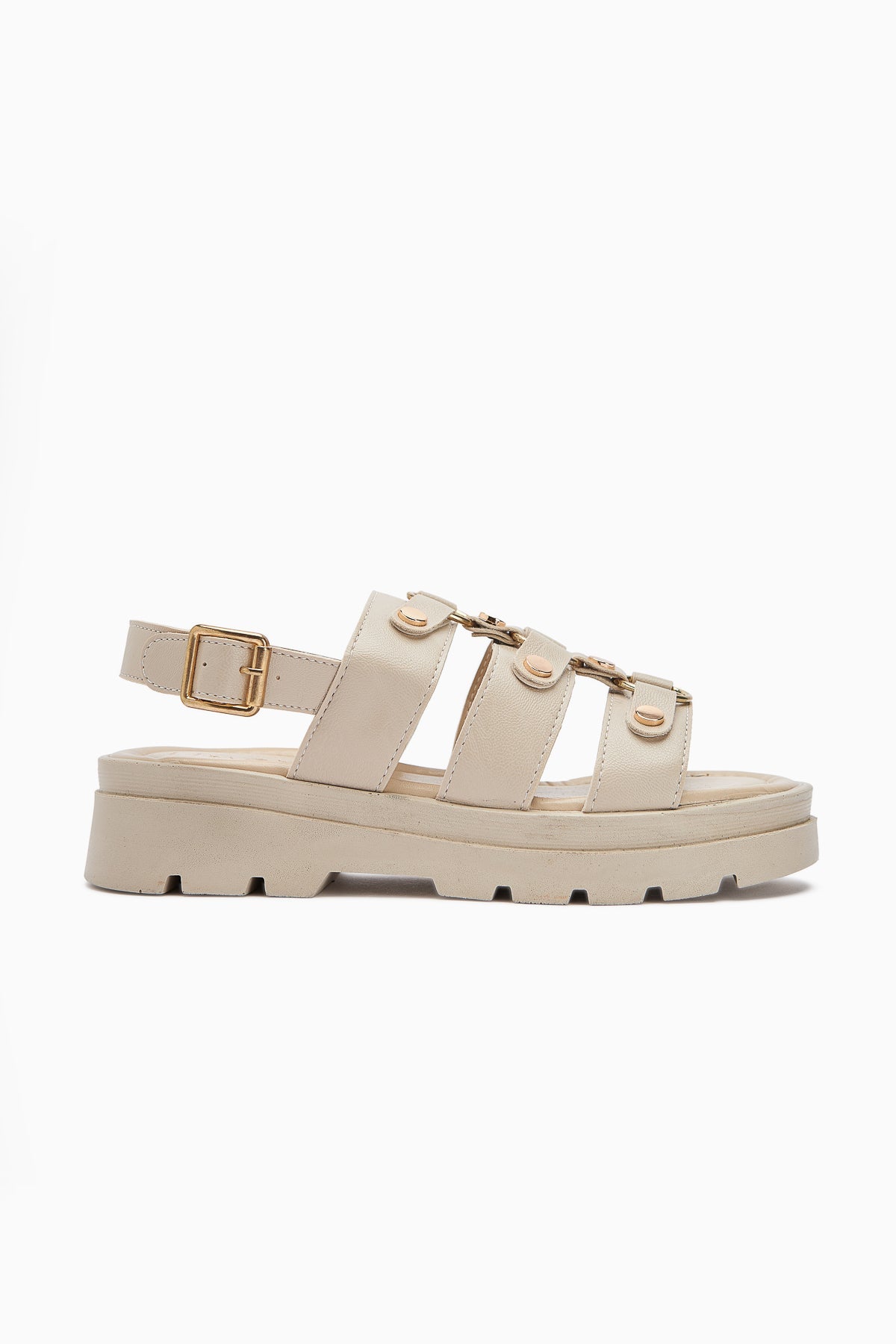 Estella Goldschnalle Creme Dicke Sohle Sommer Damen Sandalen