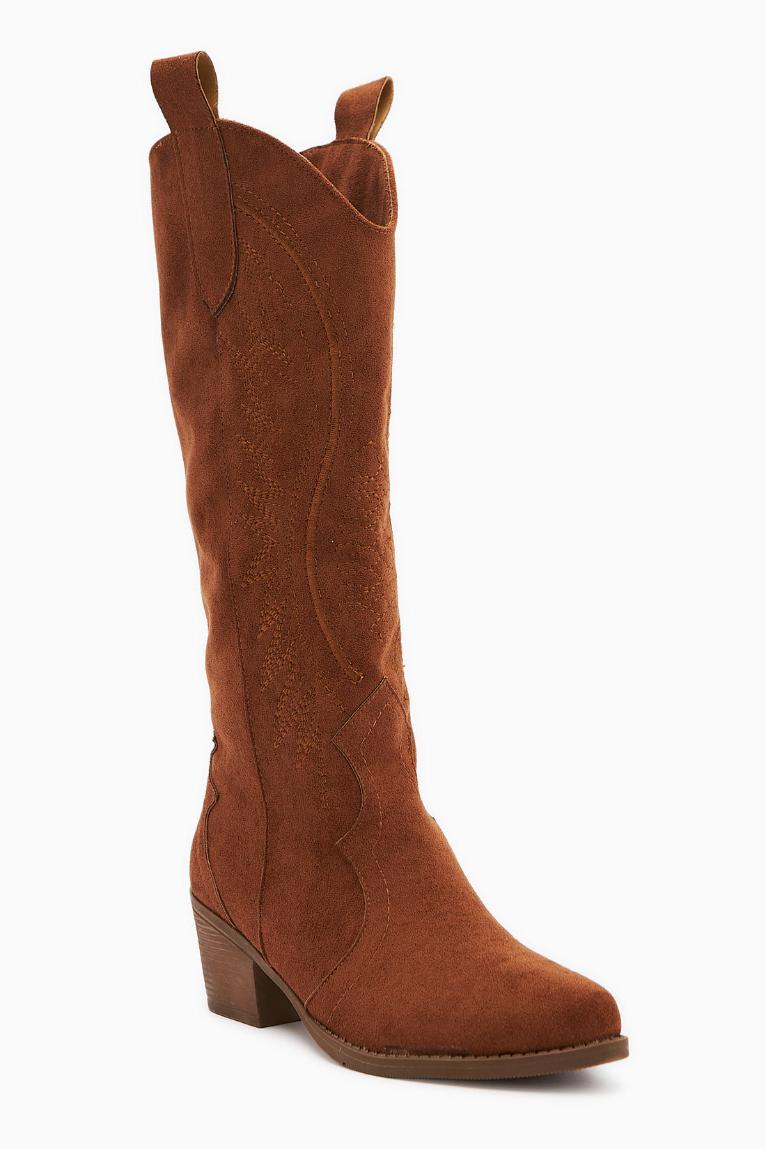 Hero Tan Wildleder Bestickte Cowboy Stiefel