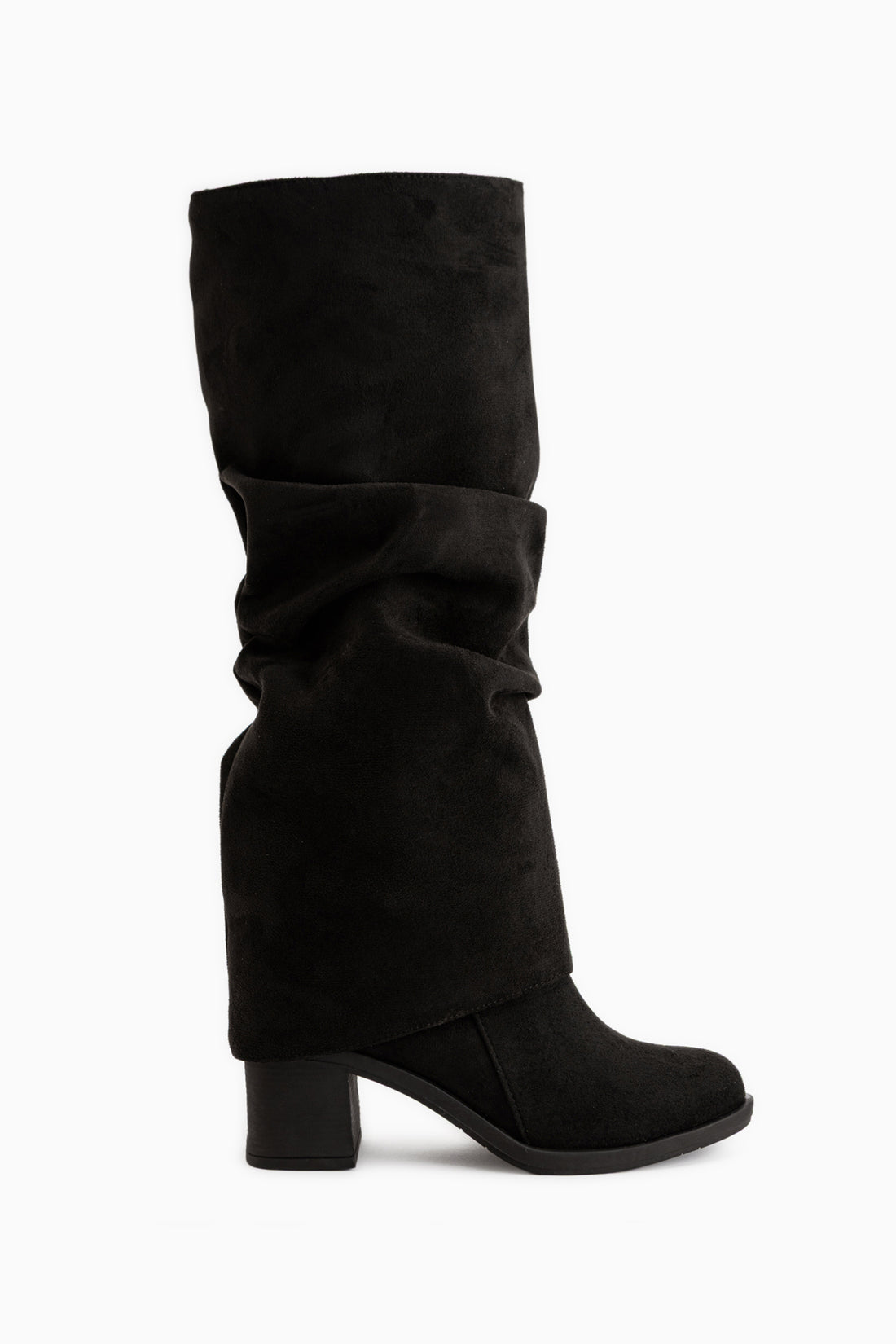 Natalia Schwarze Wildleder Falten Damen Stiefel