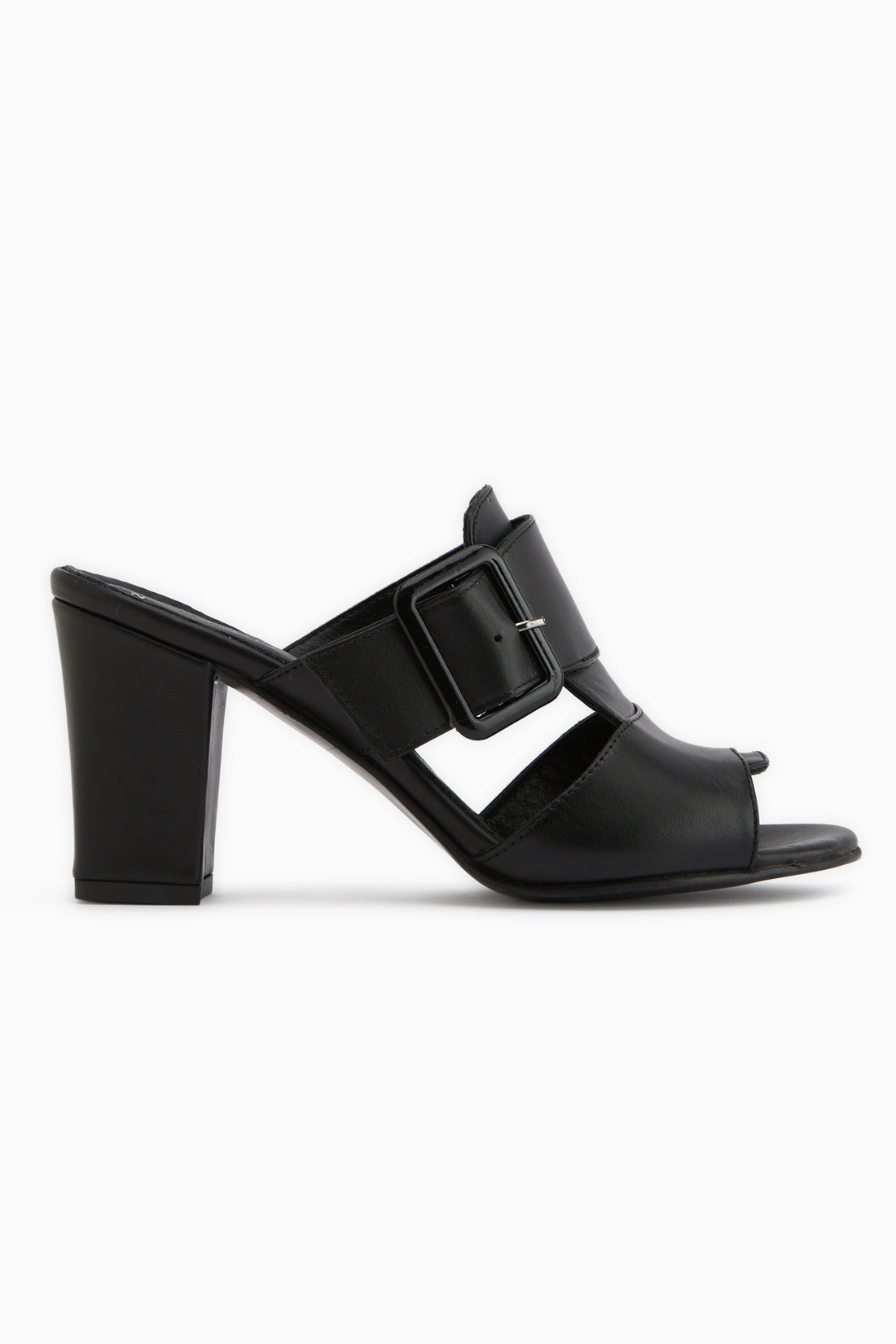 Ansa Echtes Leder Schwarze Absatz Damen Pantoletten