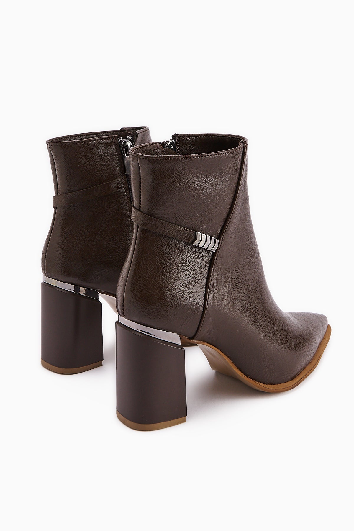 Lamia Brown Buckle Detailed Heeled Women's Boot