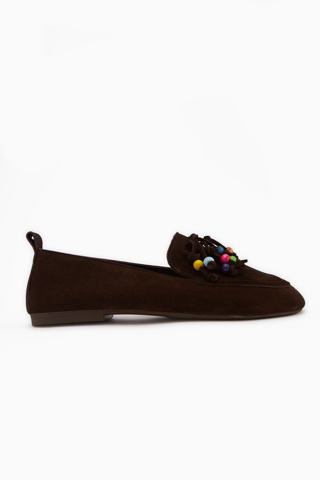 Benita Echtes Leder Braun Perlen Detail Damen Loafer