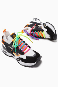 Anabell Siyah-Beyaz Triko Süet Detaylı Renkli Bağcıklı Kadın Sneakers