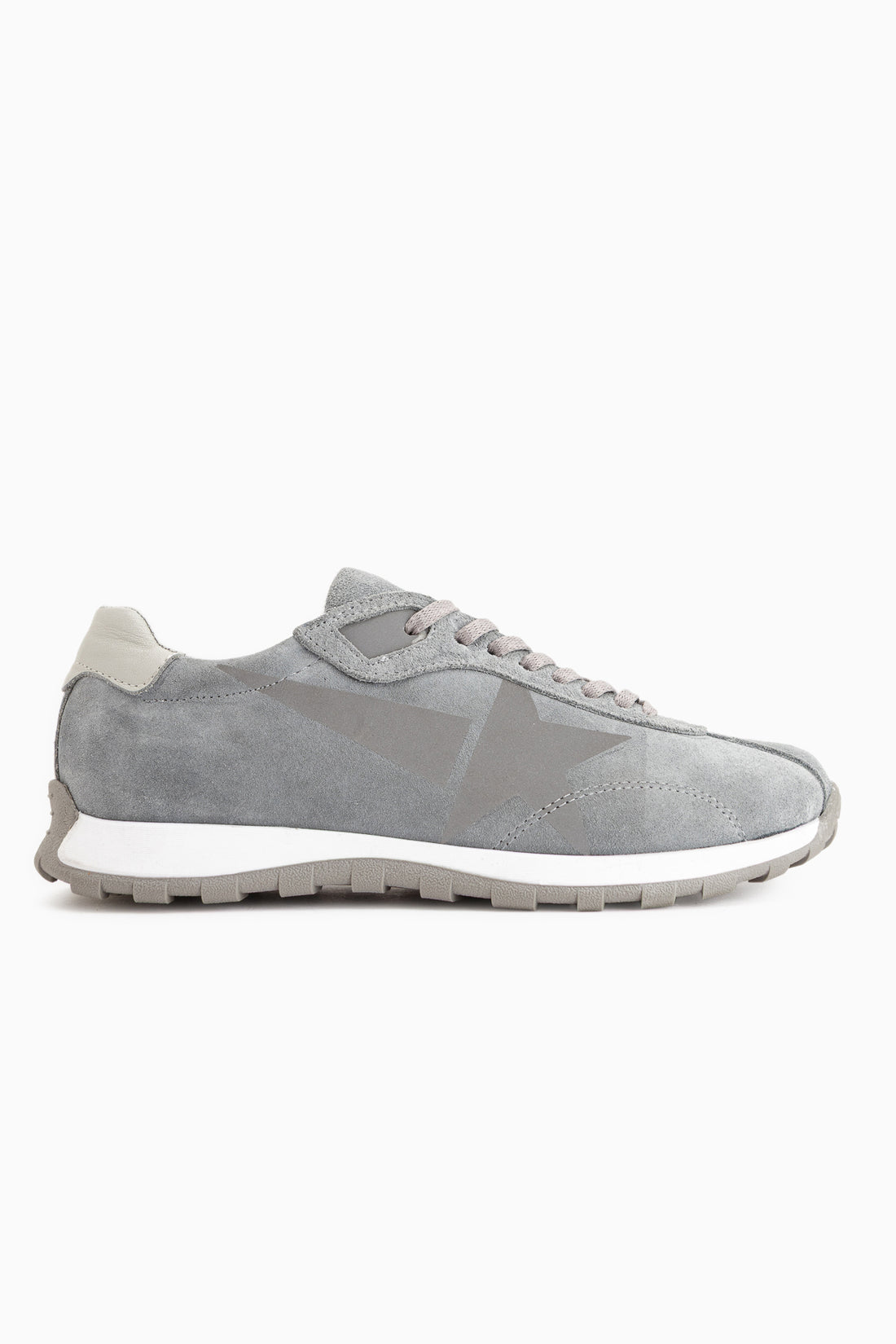 Echtes Leder Polly Grau Wildleder Stern Detail Damen Sneaker