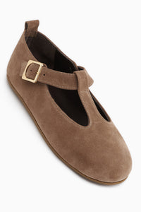 Danni Echtes Leder Mink Wildleder Gürtelschnalle Damen Ballerinas