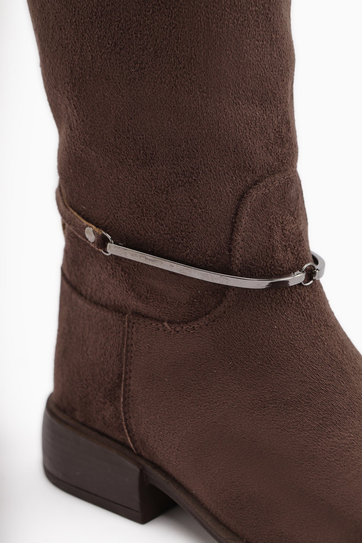 Zeina Coffee Suede Buckled Women's Boots