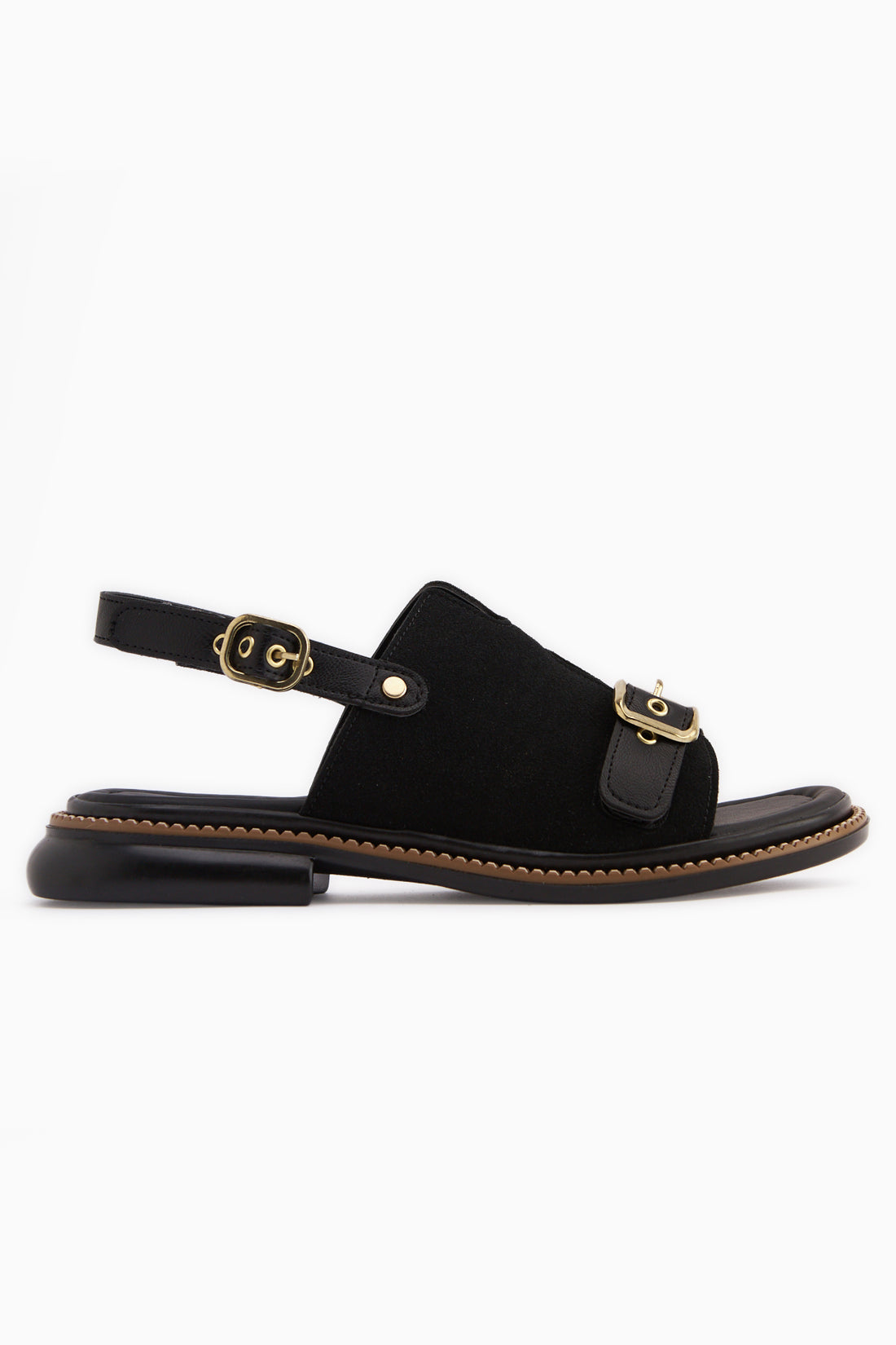 Neveen Schwarze Wildleder Schnalle Damen Sandale