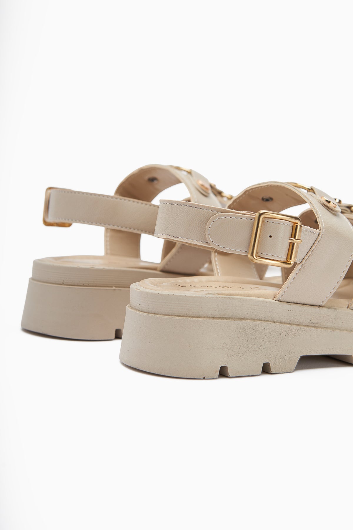 Estella Goldschnalle Creme Dicke Sohle Sommer Damen Sandalen