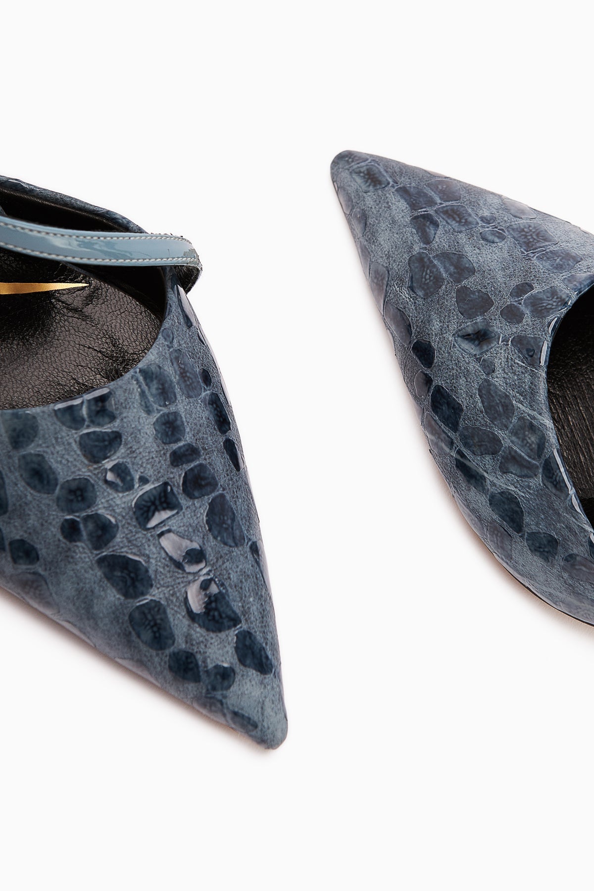 Sarah Genuine Leather – Navy Croc-Embossed Pointed-Toe Heeled Shoe (Women)